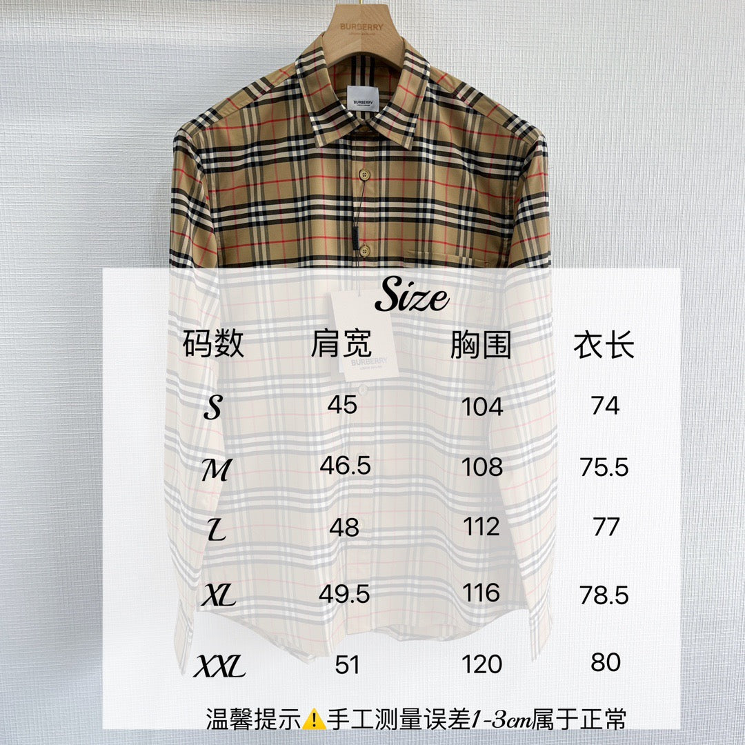 Beiges Baumwoll-Langarmshirt mit klassischem Karomuster – Herren