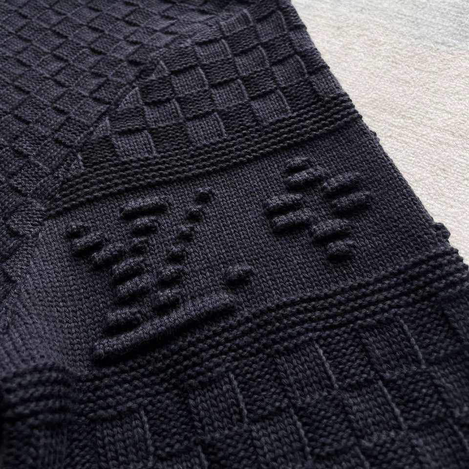 Schwarzes Langarmshirt mit Stricktextur – Herren