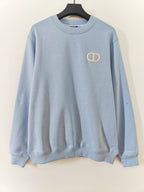 Blue Cotton Logo Crewneck - Men's