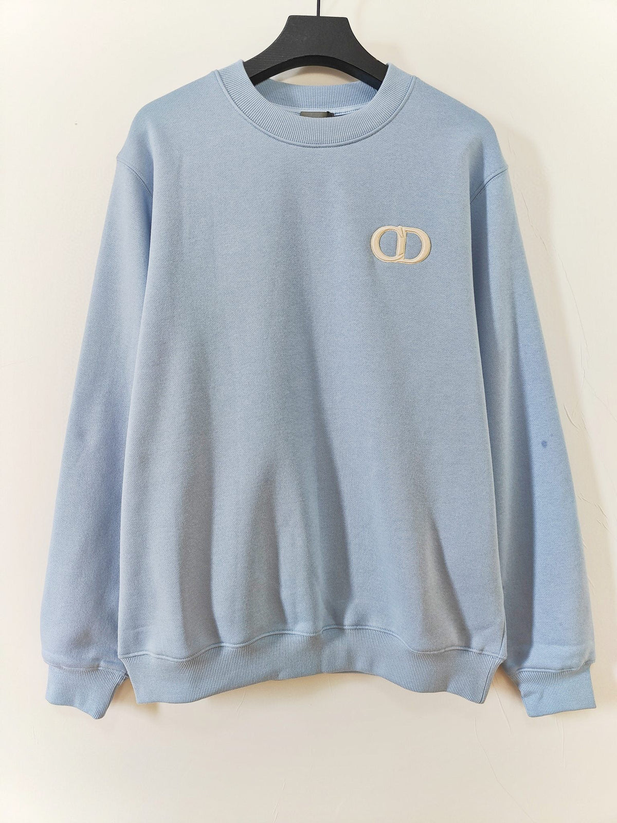Blue Cotton Logo Crewneck - Men's