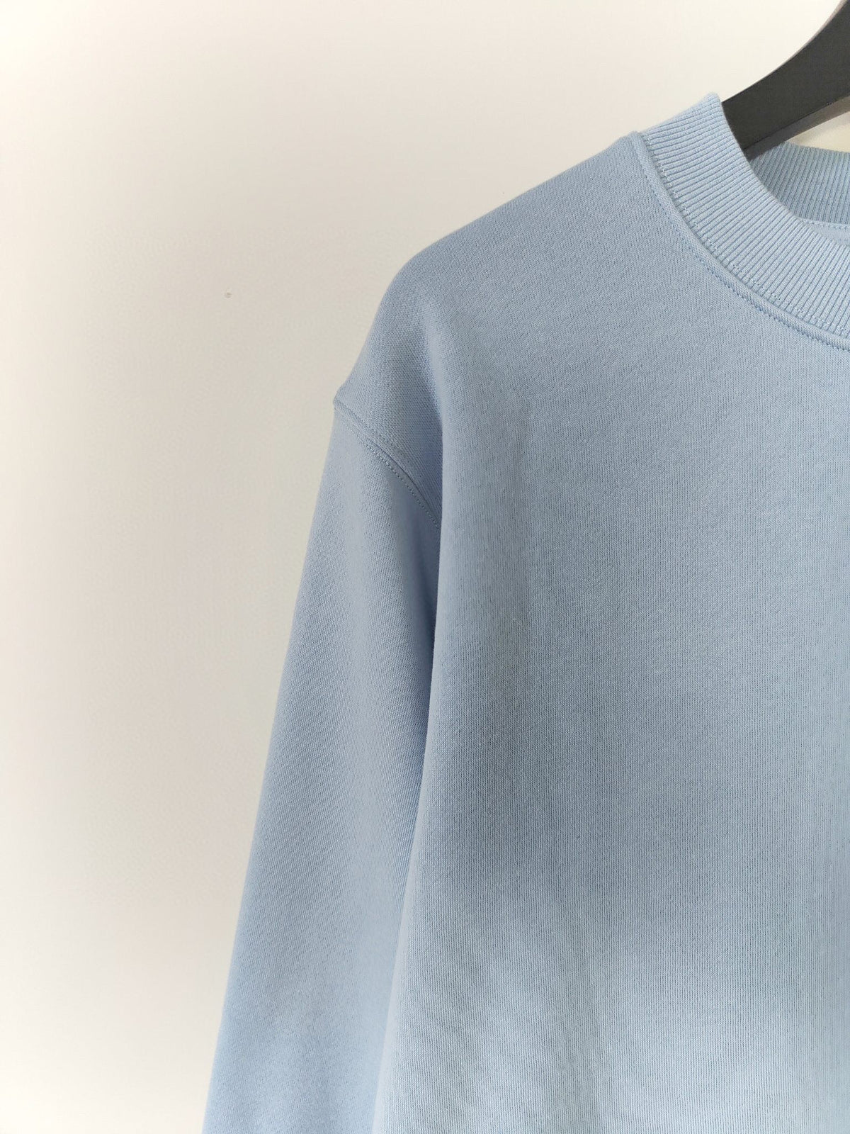 Blue Cotton Logo Crewneck - Men's