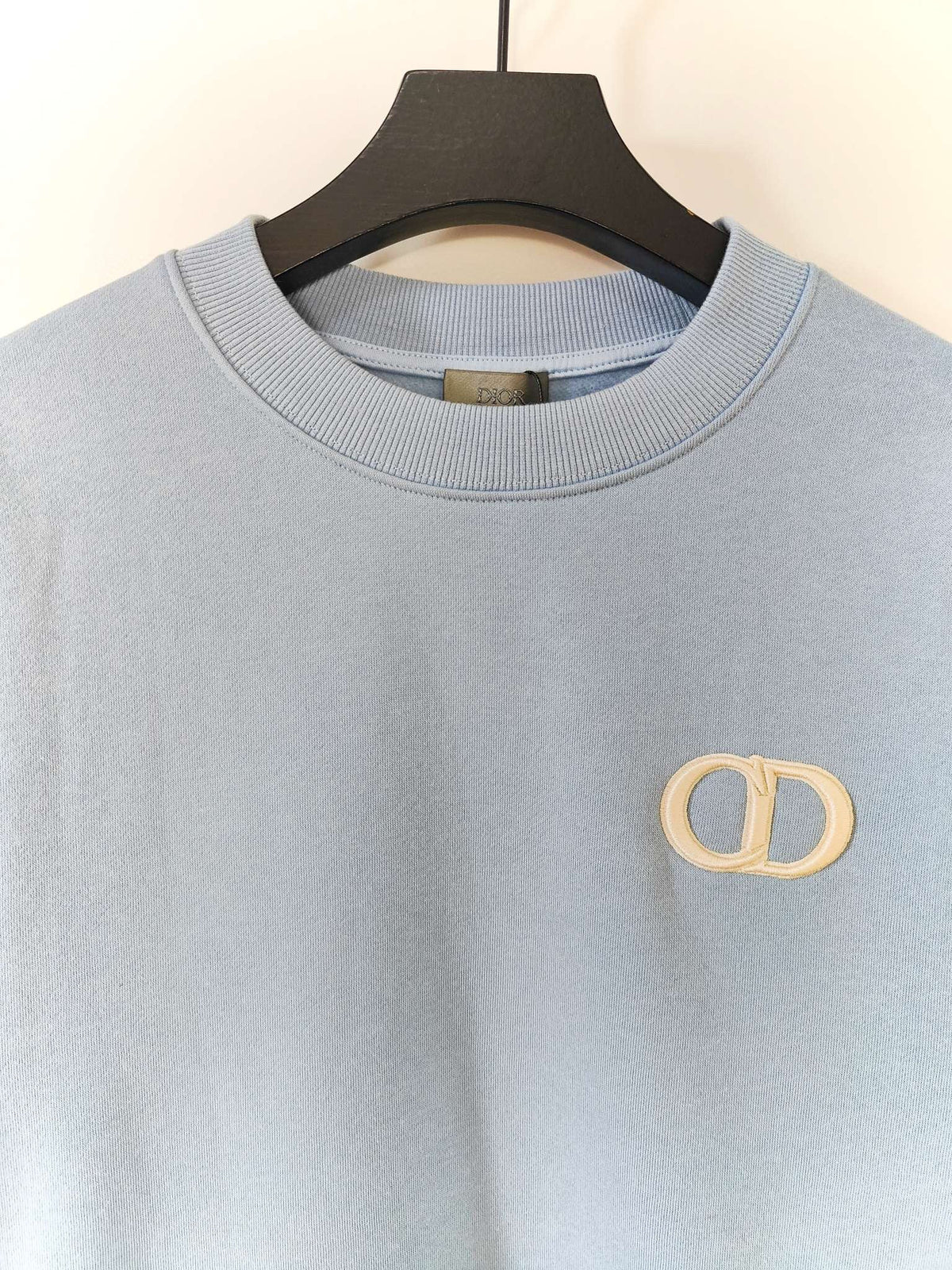 Blue Cotton Logo Crewneck - Men's