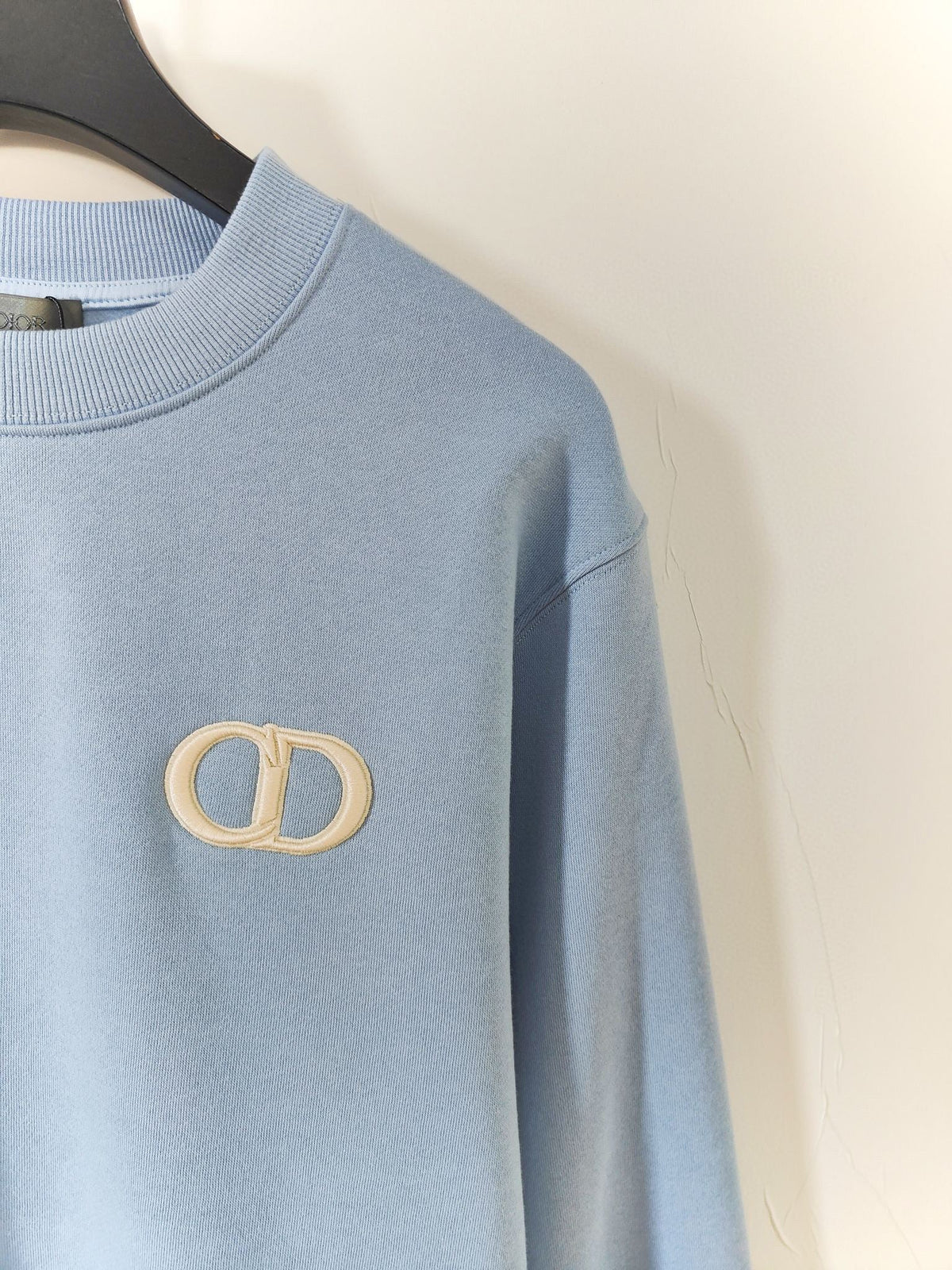 Blue Cotton Logo Crewneck - Men's