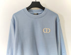 Blue Cotton Logo Crewneck - Men's