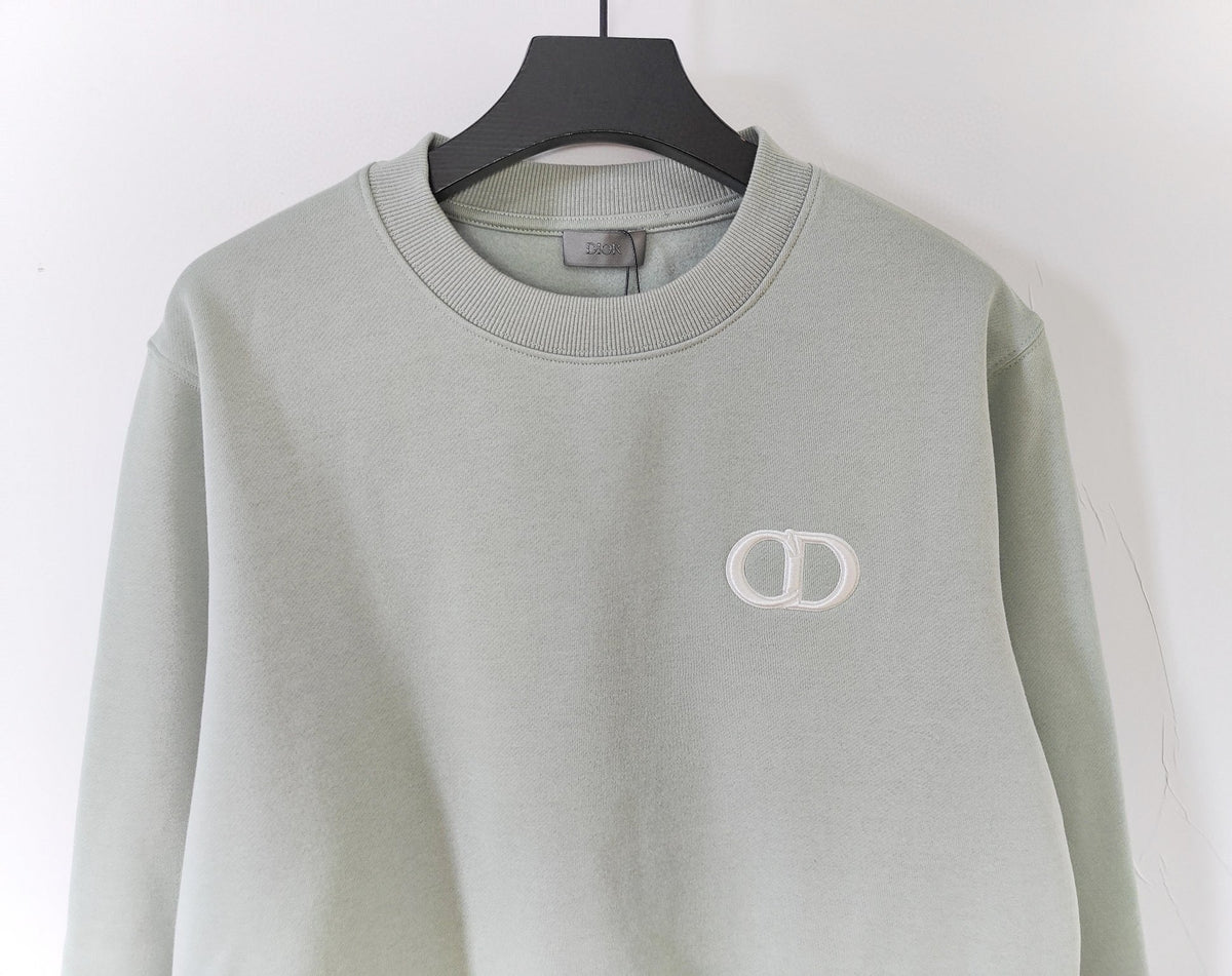 Blue Cotton Logo Crewneck - Men's
