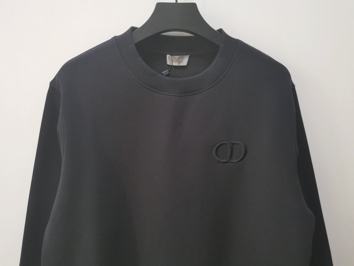 Blue Cotton Logo Crewneck - Men's