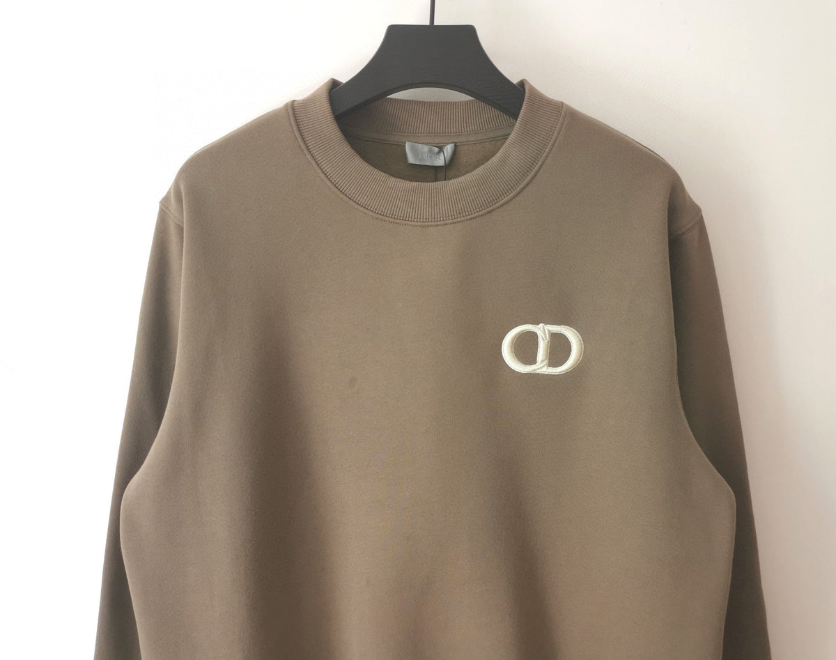 Blue Cotton Logo Crewneck - Men's