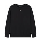 Schwarzes Baumwoll-Rundhals-Sweatshirt mit Dreieckslogo – Herren