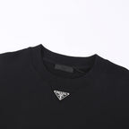 Schwarzes Baumwoll-Rundhals-Sweatshirt mit Dreieckslogo – Herren