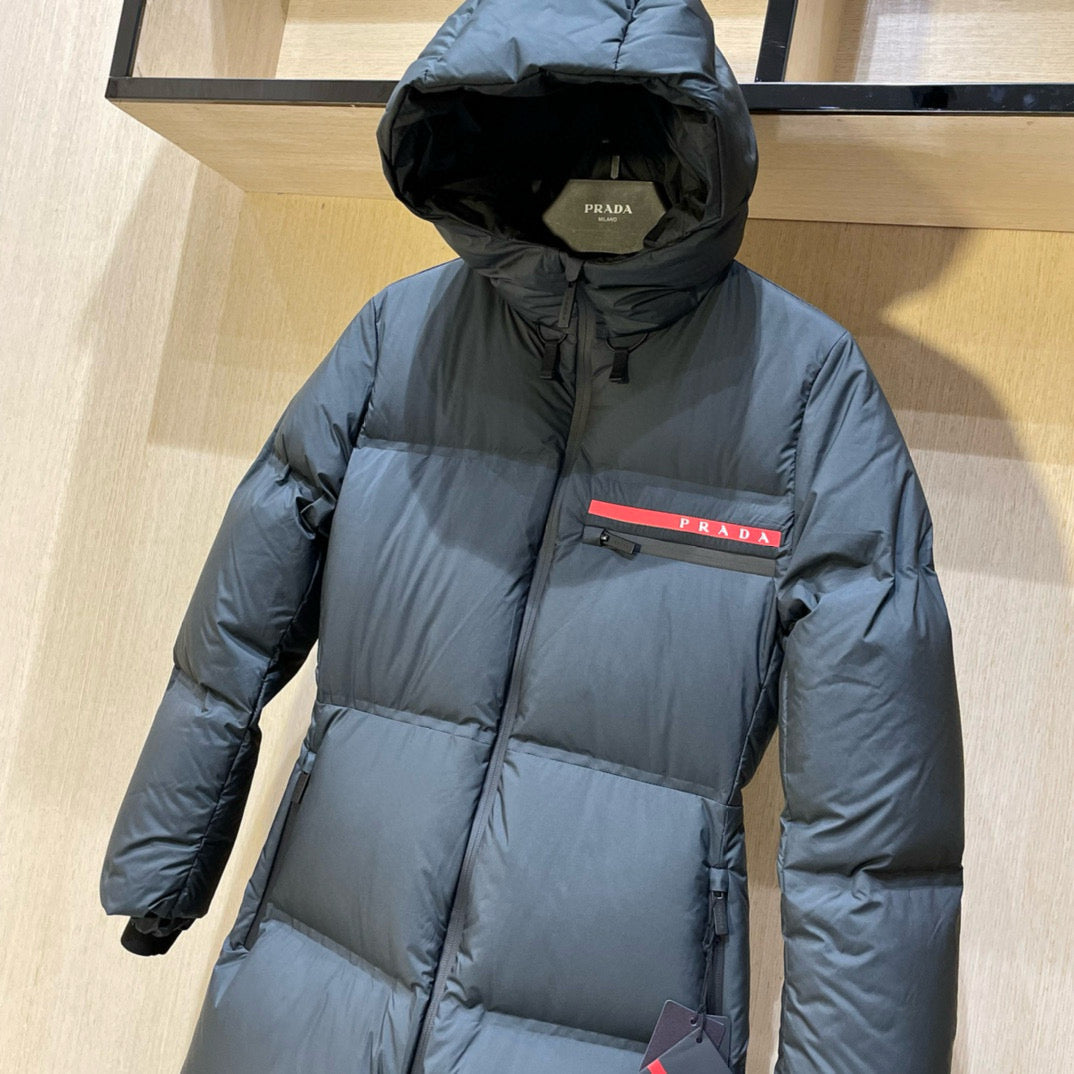White and Grey Puffer Jacket - Women's
