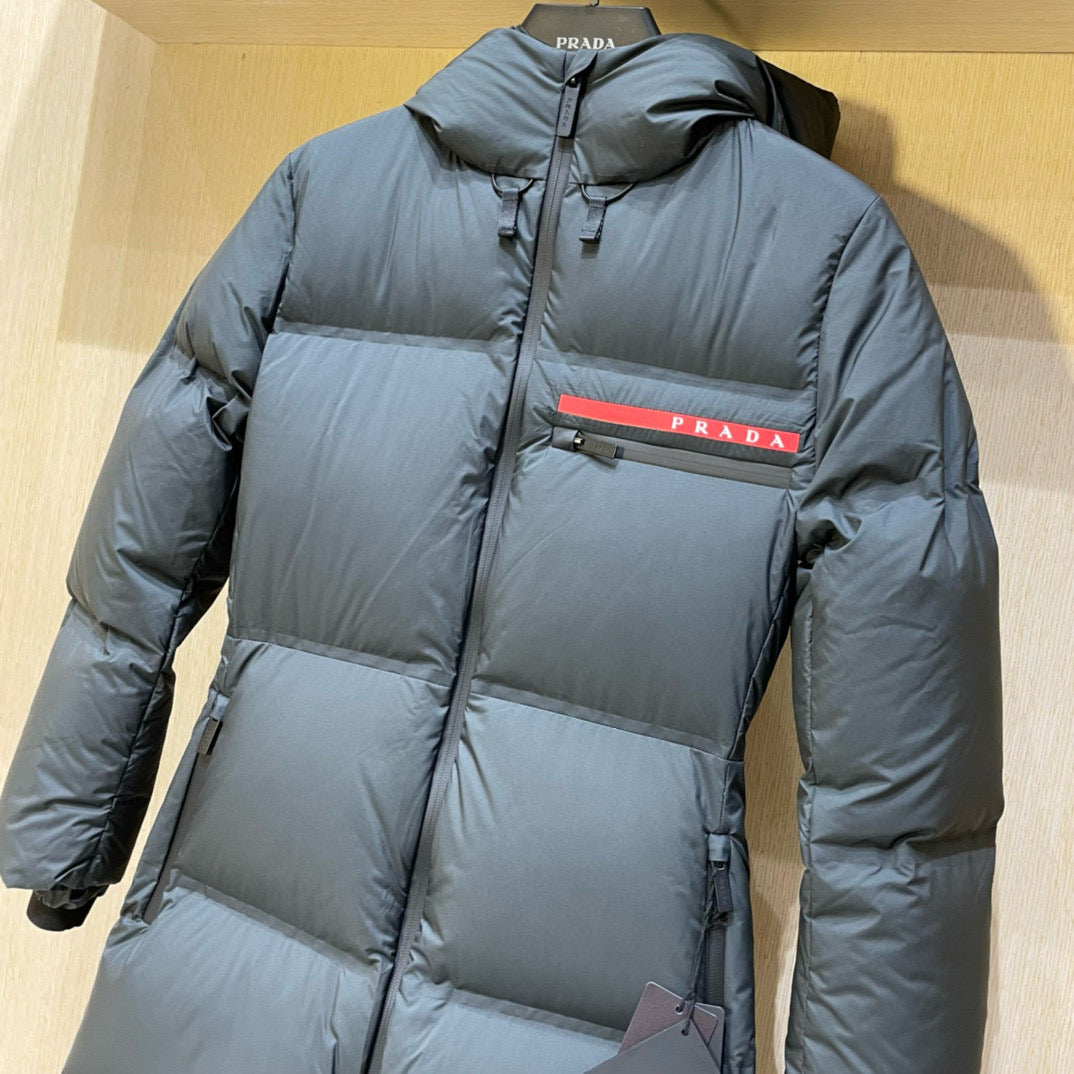 White and Grey Puffer Jacket - Women's