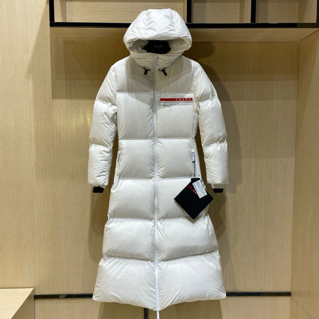 White and Grey Puffer Jacket - Women's