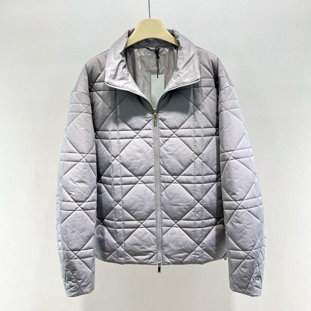Grey and Silver Puffer Jacket - Men's
