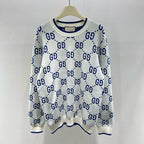 Weißer Jacquard-Monogramm-Rundhals-Pullover – Herren