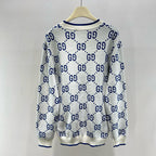 Weißer Jacquard-Monogramm-Rundhals-Pullover – Herren