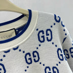 Weißer Jacquard-Monogramm-Rundhals-Pullover – Herren