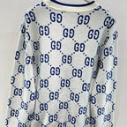Weißer Jacquard-Monogramm-Rundhals-Pullover – Herren