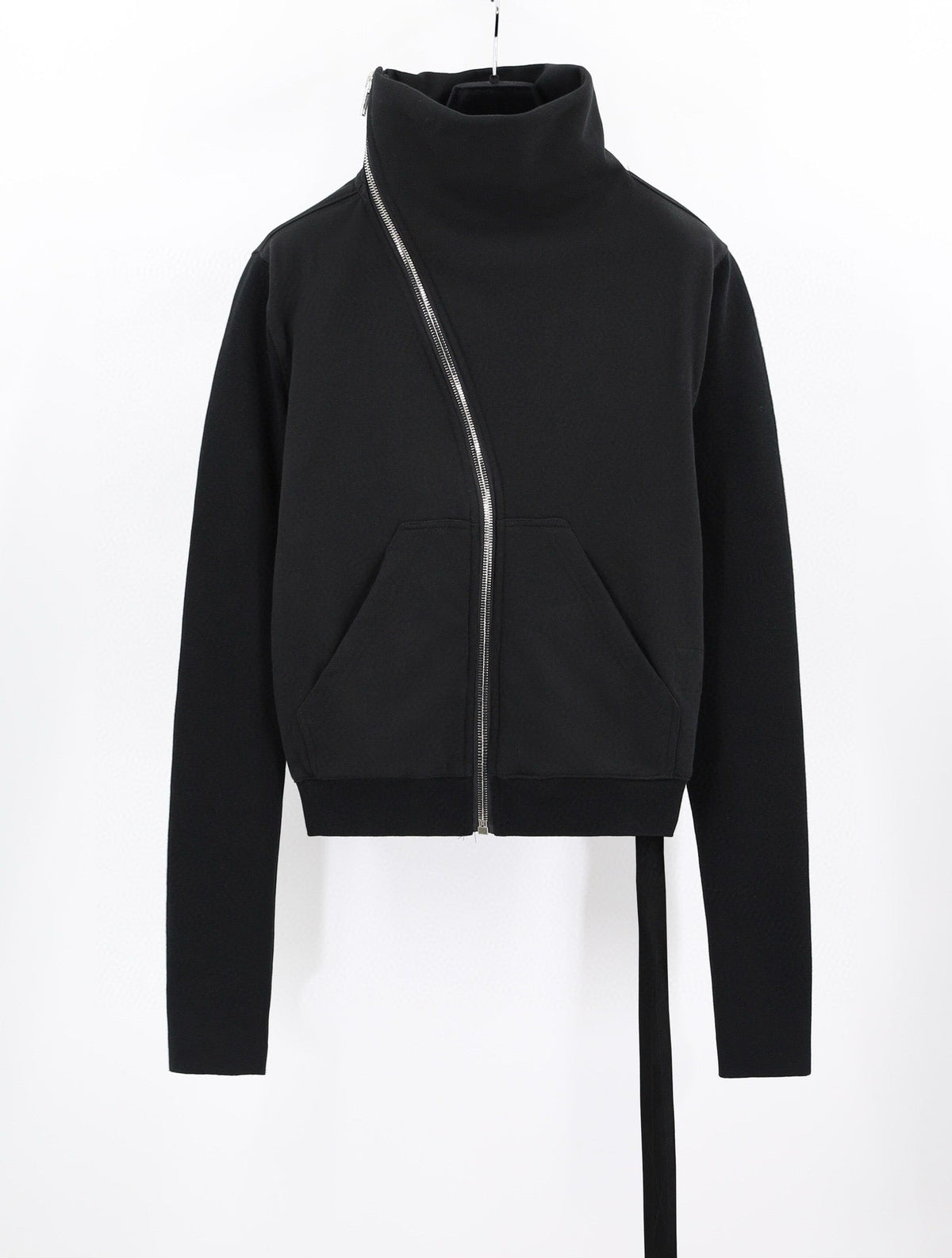 Black Knit High Neck Zip-Through - Men's
