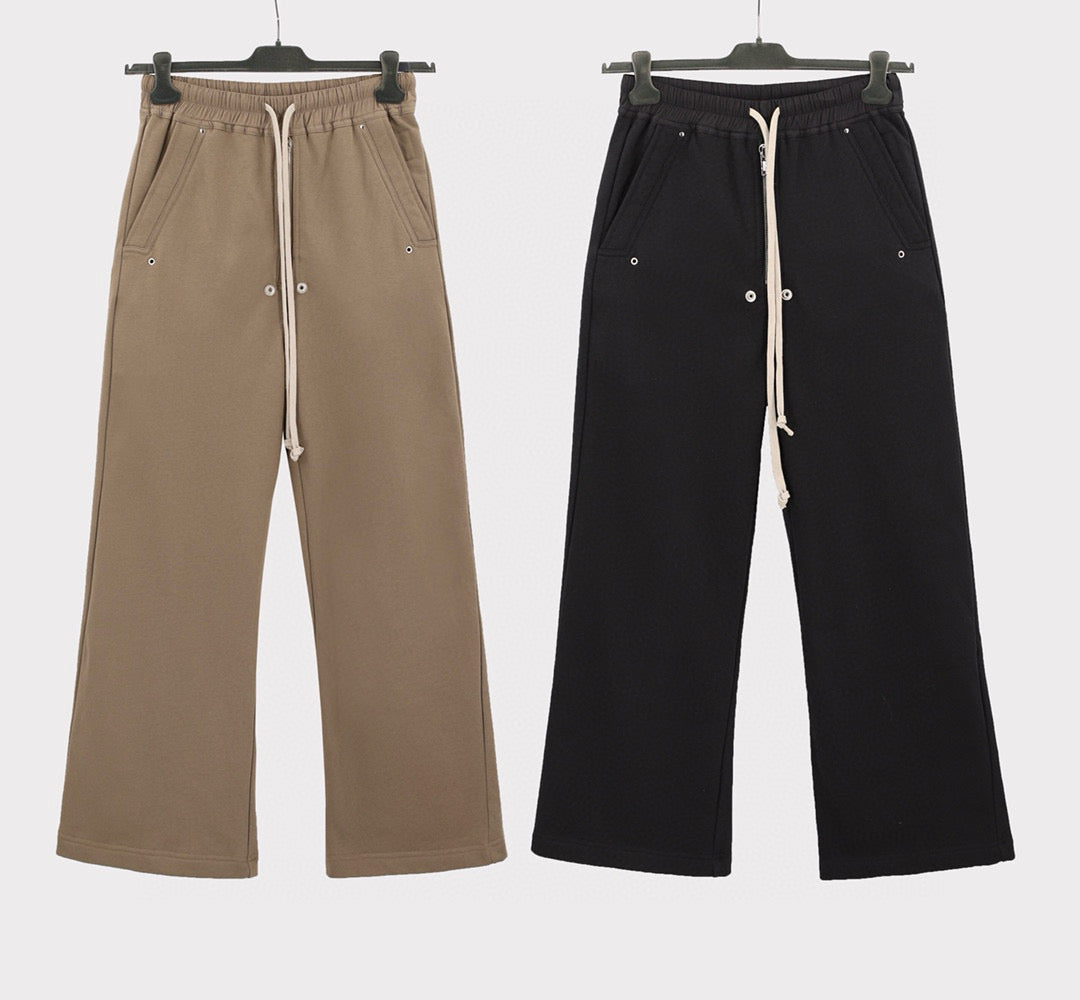Black Cotton Drawstring Wide-Leg - Men's