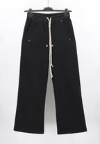 Schwarze Baumwoll-Kordelzug-Hose mit weitem Bein – Herren