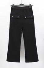 Schwarze Baumwoll-Kordelzug-Hose mit weitem Bein – Herren