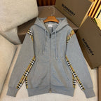 Black Cotton Check Panel Zip-Through - Men's