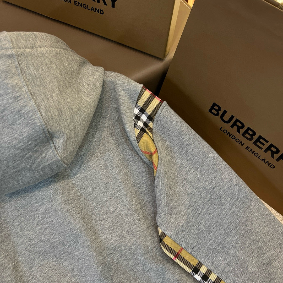 Black Cotton Check Panel Zip-Through - Men's