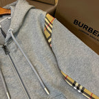 Black Cotton Check Panel Zip-Through - Men's