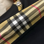 Black Cotton Check Panel Zip-Through - Men's