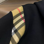 Black Cotton Check Panel Zip-Through - Men's