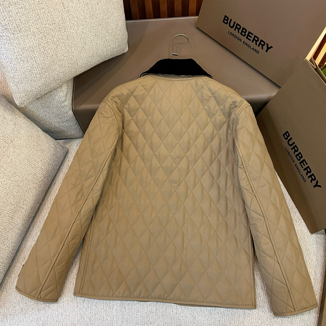 Beige Nylon Cord Collar Quilted - Men's