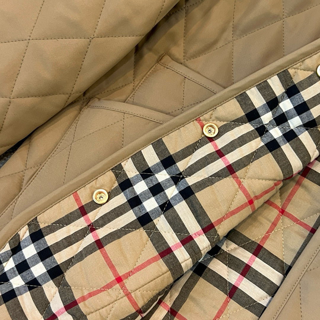 Beige Nylon Cord Collar Quilted - Men's