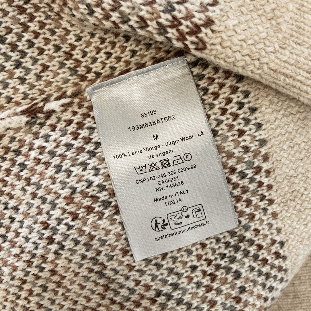 Cremefarbener Jacquard-Monogramm-Rundhals - Herren