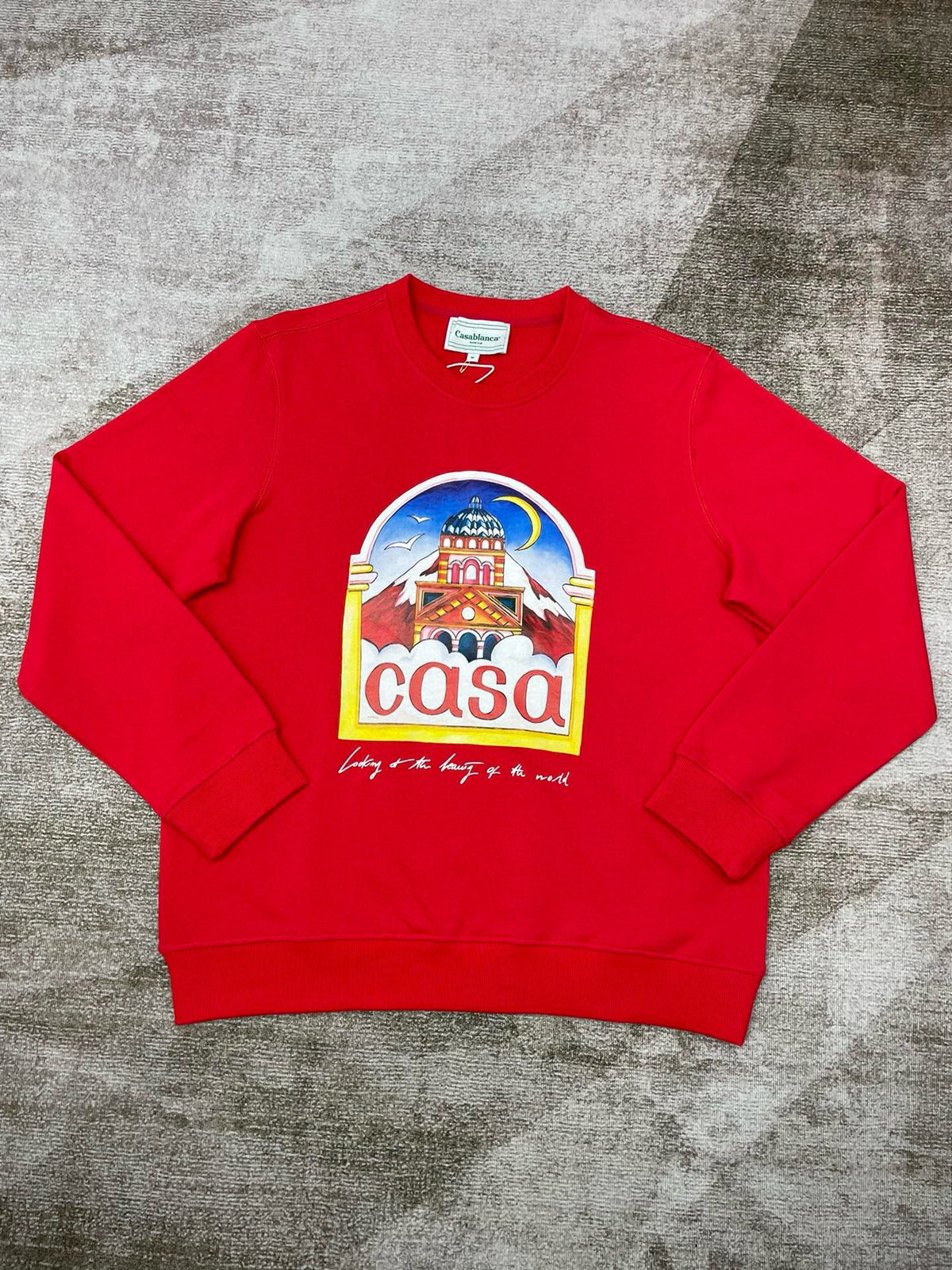 Rotes Baumwoll-Sweatshirt mit Arch-Grafik – Herren