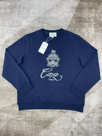 Navy Cotton Script Logo Crewneck – Herren