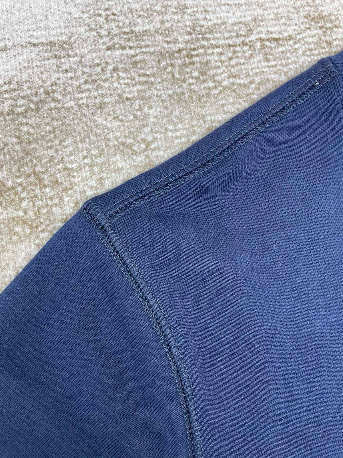 Navy Cotton Script Logo Crewneck – Herren