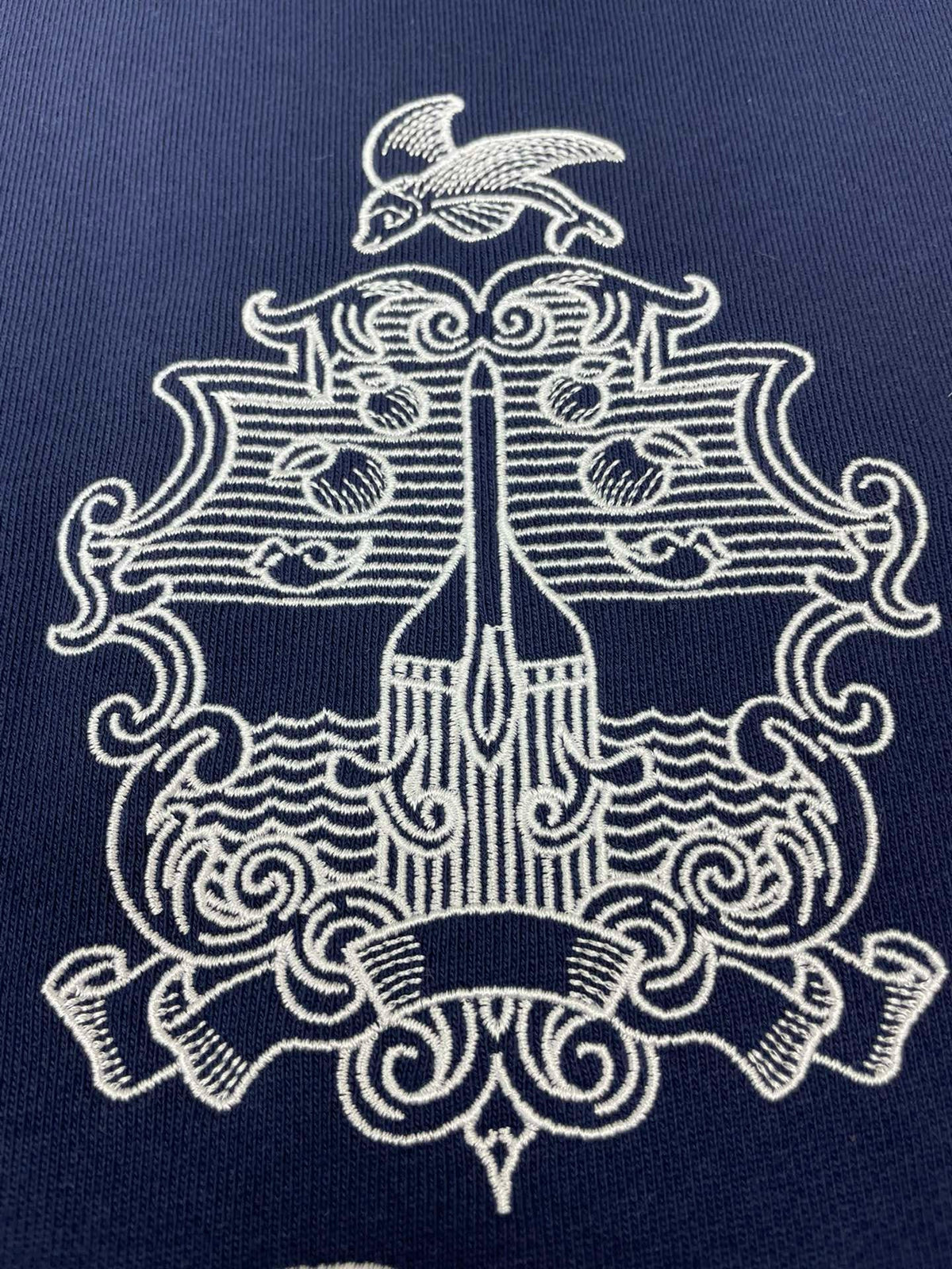 Navy Cotton Script Logo Crewneck – Herren