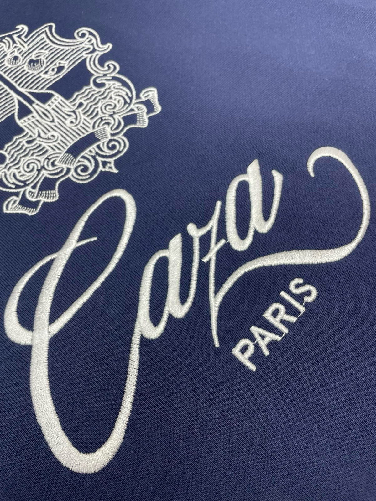Navy Cotton Script Logo Crewneck – Herren