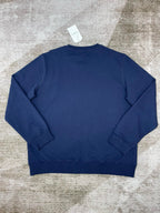 Navy Cotton Script Logo Crewneck – Herren