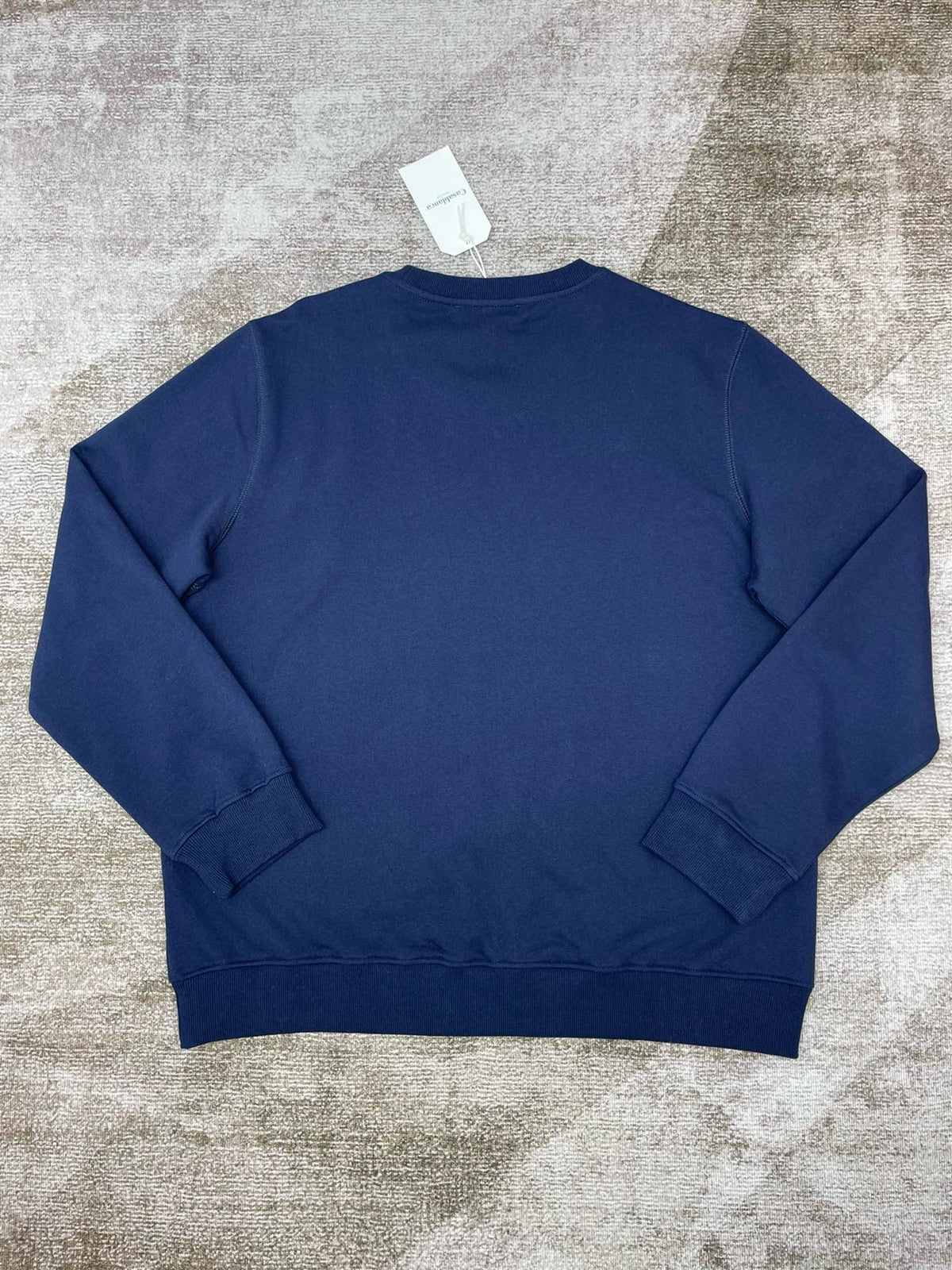 Navy Cotton Script Logo Crewneck – Herren