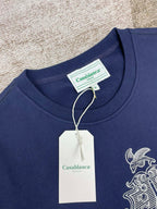 Navy Cotton Script Logo Crewneck – Herren