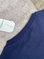 Navy Cotton Script Logo Crewneck – Herren