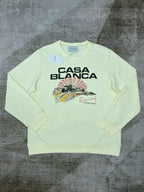 Grünes Baumwoll-Sweatshirt mit Landschaftsgrafik – Herren