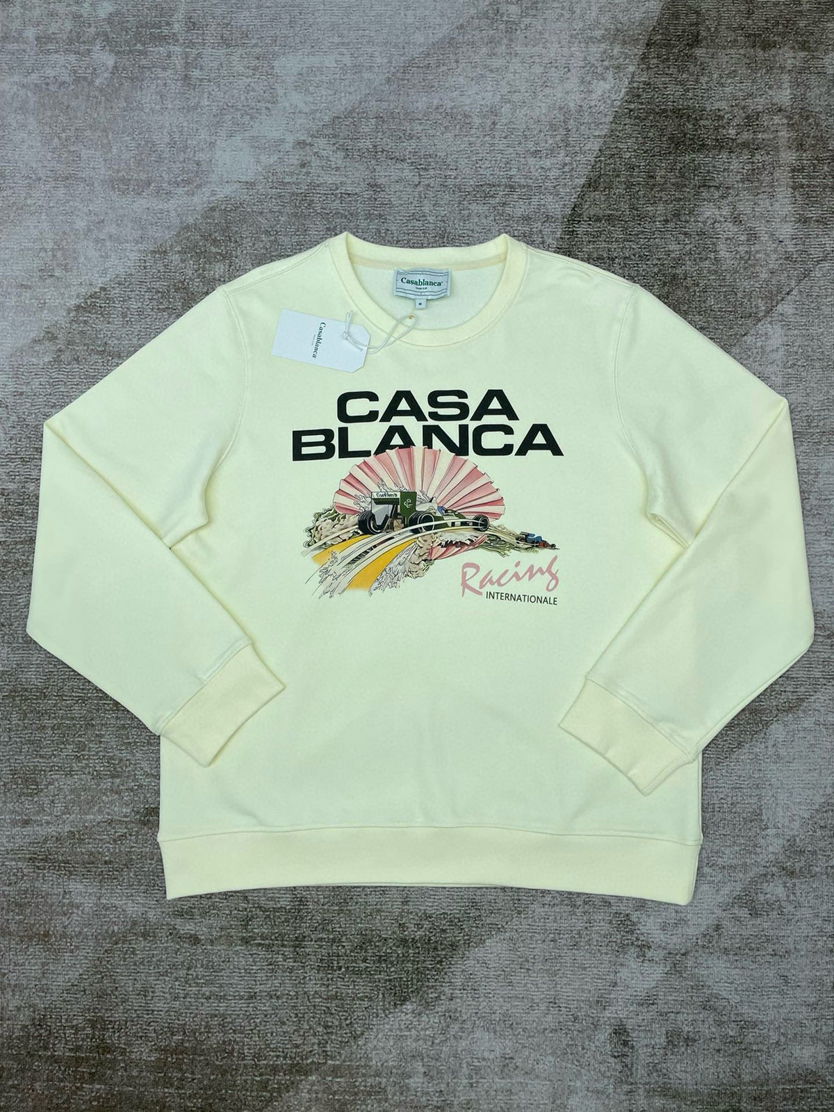 Grünes Baumwoll-Sweatshirt mit Landschaftsgrafik – Herren