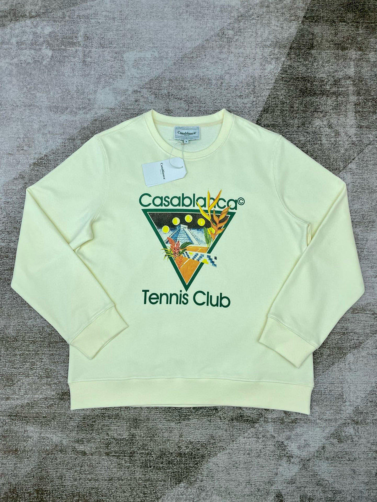 Green Cotton Tennis Graphic Crewneck - Men's