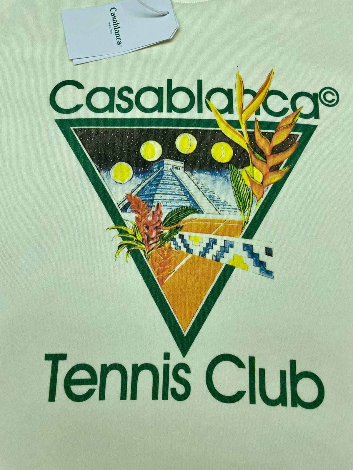 Green Cotton Tennis Graphic Crewneck - Men's
