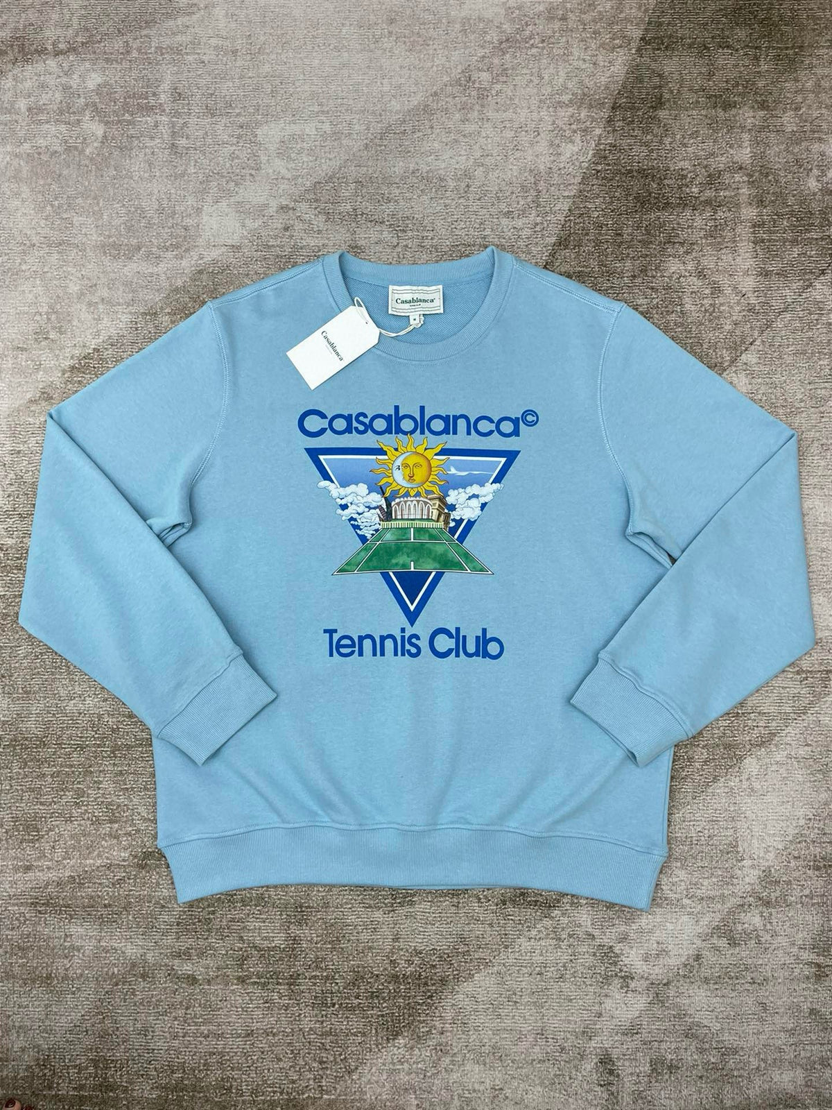 Green Cotton Tennis Graphic Crewneck - Men's