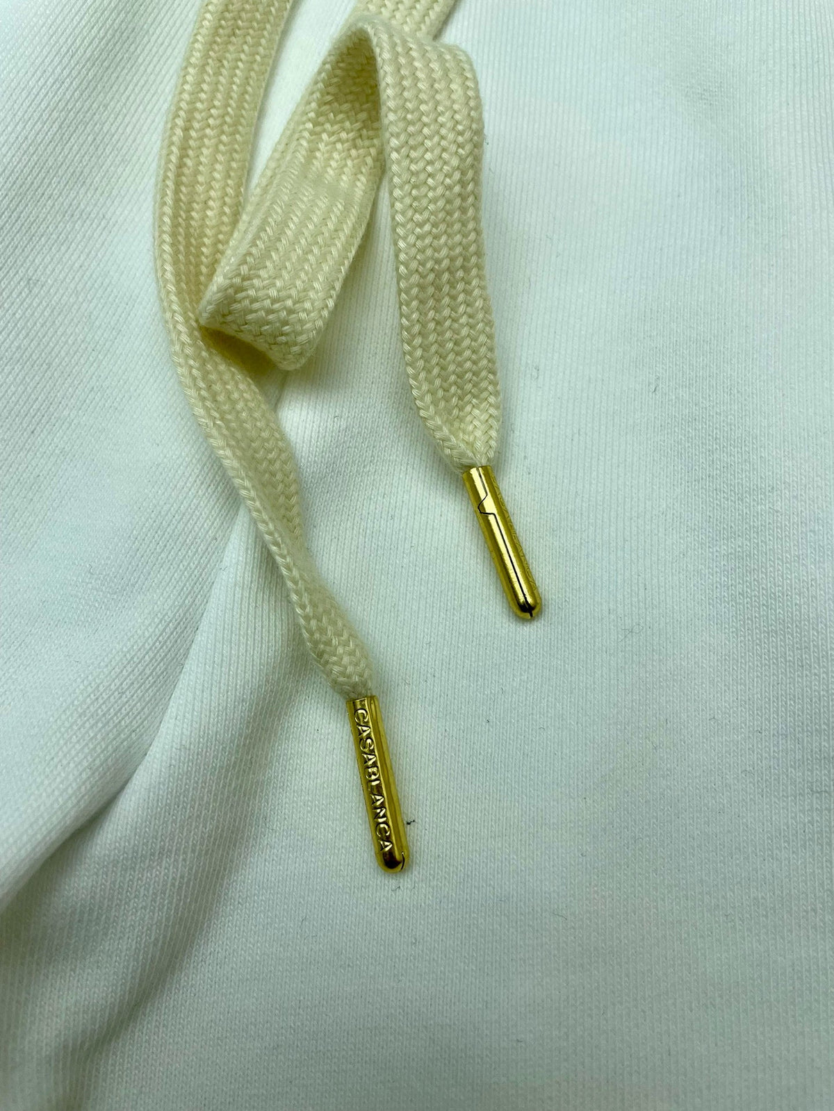 White Cotton Motif Drawstring - Men's