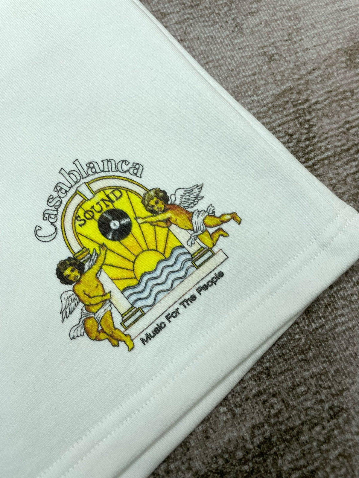 White Cotton Motif Drawstring - Men's