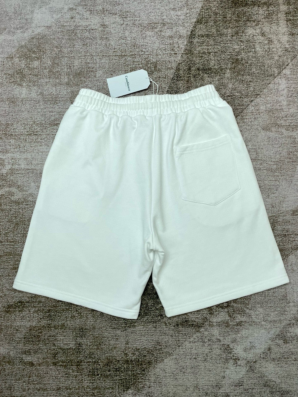 White Cotton Motif Drawstring - Men's